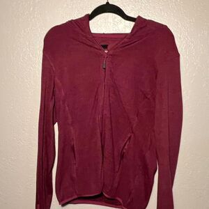 Pink-violet Women's Burgundy and Red Hoodie Zip-Up Medium Sweatshirt Jacket Y2K